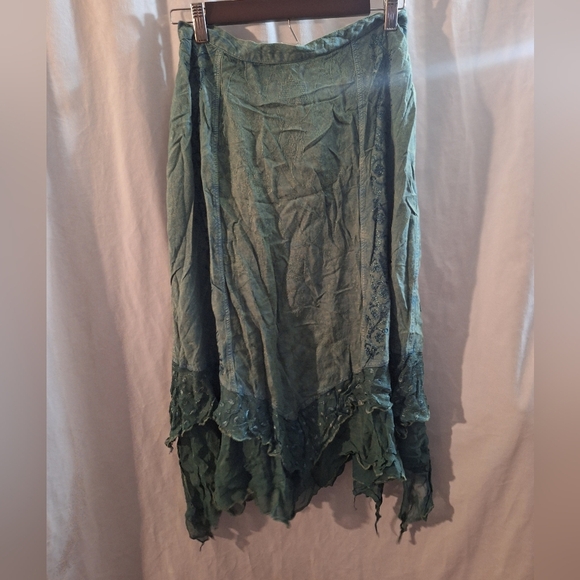 Choices Teal Layered Midi Skirt - Picture 1 of 5